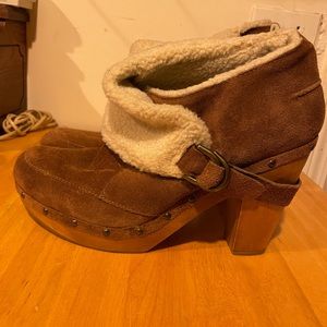 Nine West western suede and Sherpa fleece ankle boot
